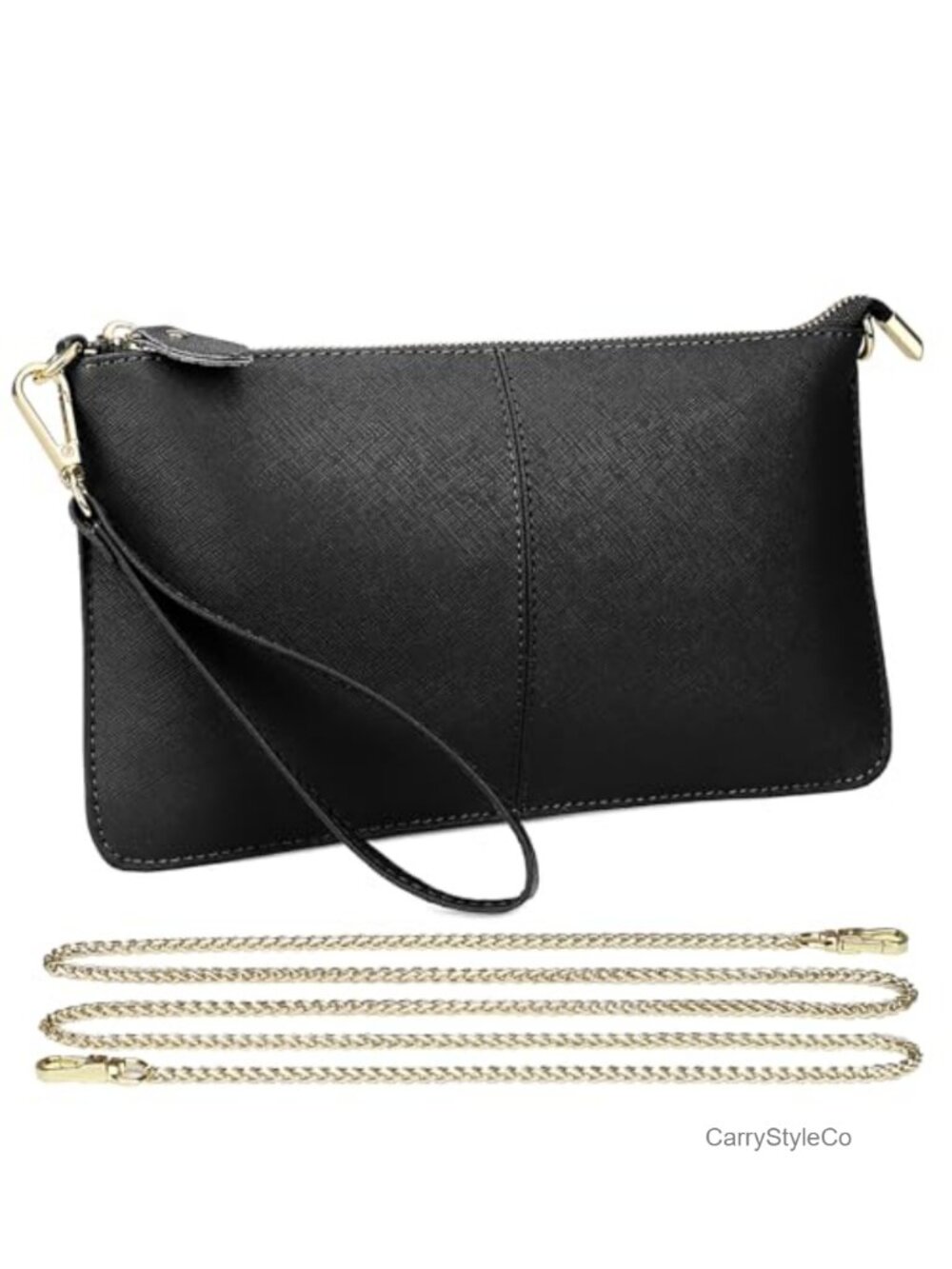 Genuine Leather Wristlet Wallet Clutch with Detachable Chain